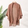 V-neck Women's Shawl Fringe Knit Shawl New Wraps Scarf Coat  Spring Autumn