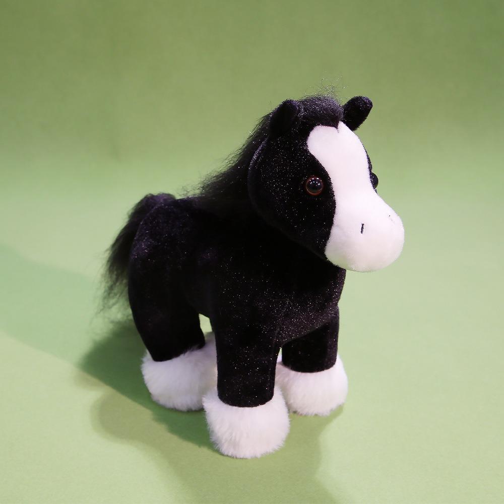 PP Cotton Fine Horse Plush Toy Fluffy Long Hair Horse Stuffed Doll New Year