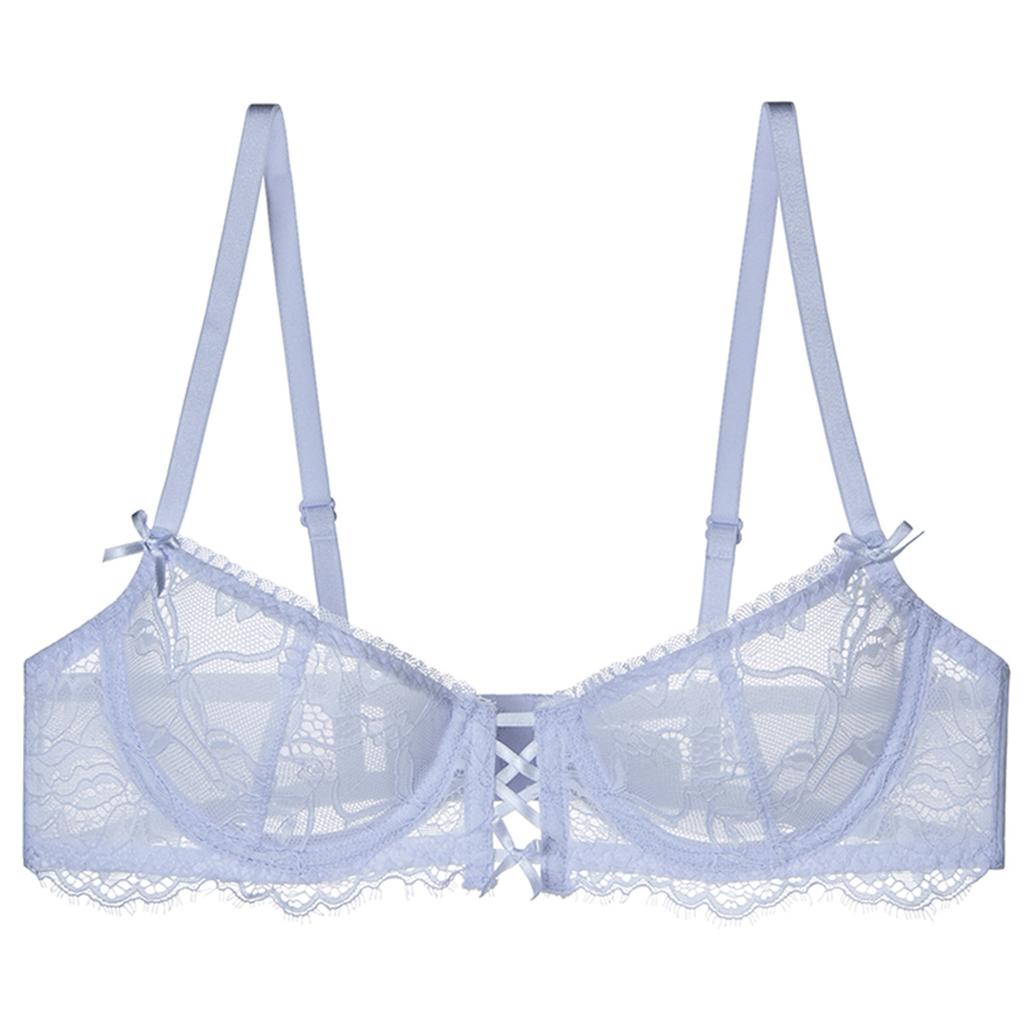 French Sexy Underwear Summer Ultra-thin Pure Lace Underwear Large Chest Small Anti-sagging Large Size Bra Cover