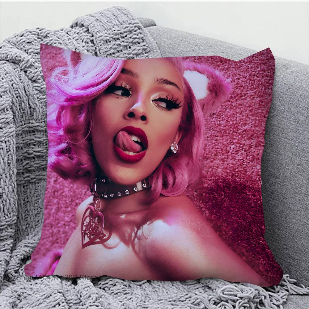 Singer D-Doja Cat Pillow Case Square Pillow Bedroom Sofa Leisure Comfort Cushion Car Living Room Home Decoration