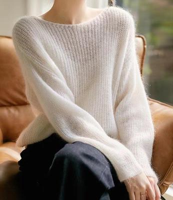 Elegant See-through Women Sweater Pullover Loose Jumper Autumn Winter Soft Warm Women Knitwear Sweater Basic Solid Cashmere Tops
