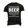 Men's BEER Graphic Print T-shirt: Summer Trendy Slim Fit Short-sleeve Sports Tees For Big & Tall Males, Plus Size, Print T-Shirt, Soft Texture