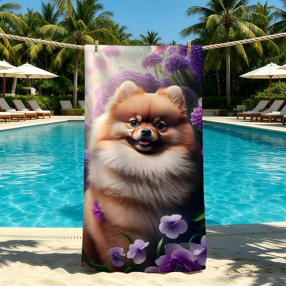 Pomeranian Cute Towel For Outdoor Camping Beach Towel Super Absorbent Quick-Drying Summer Puppies Towel