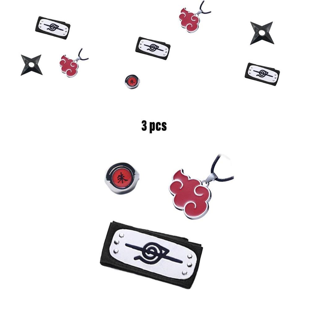 Naruto-inspiriertes Ring- und Halskettenset aus ABS-Kunststoff, Geschenk für Anime-Fans, Charaktere)