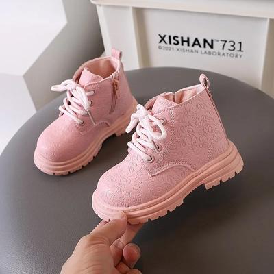Buty Dziecięce Kozaki dla Dziewczynki Jednolity Kolor Skórzane Maluchy Krótkie Kozaki Moda Wiosna Jesień Dzieci Szkoła Platforma Botki