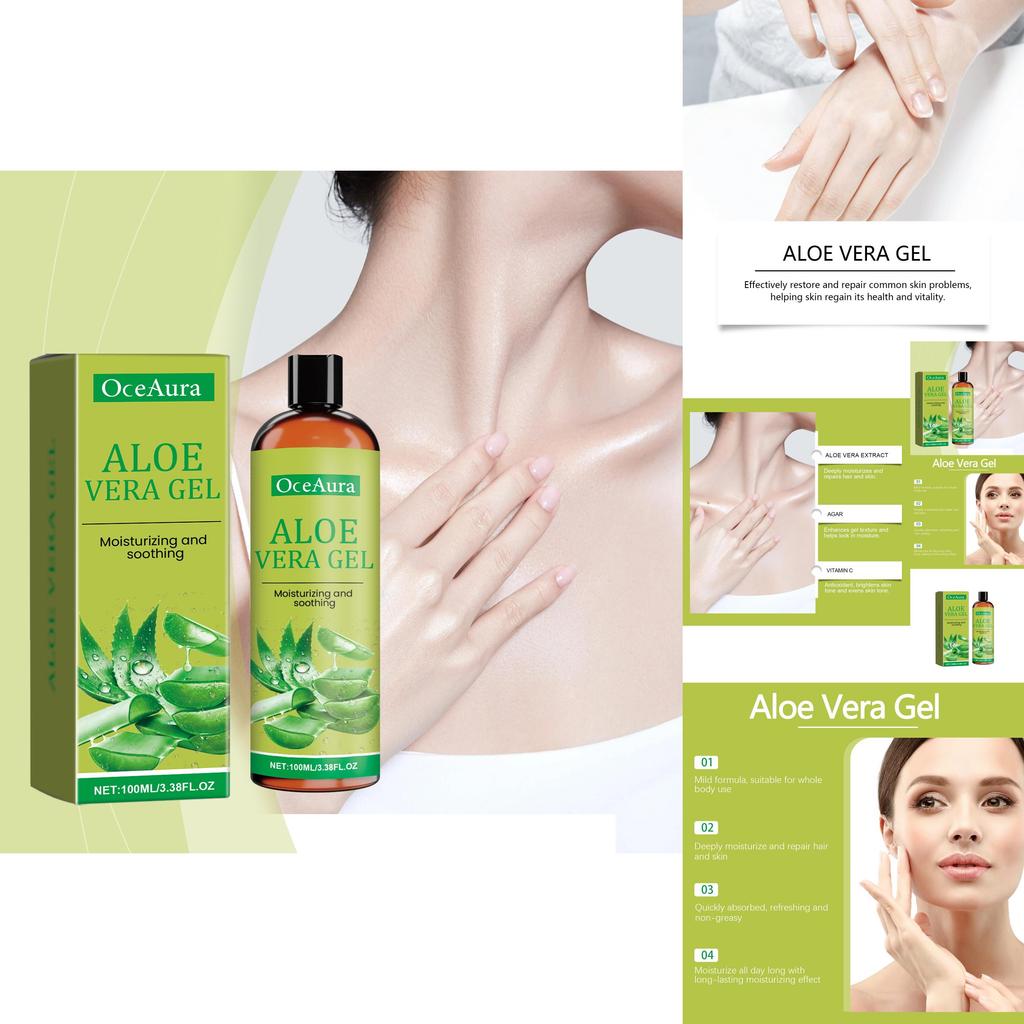 Oceaura Soothing Aloe Vera Gel For Hydrating Moisturizing Skin And Hair 100ml
