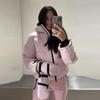 Tuta da Sci alla Moda con Cappuccio da Donna - Calda Giacca con Zip e Set di Pantaloni Lunghi