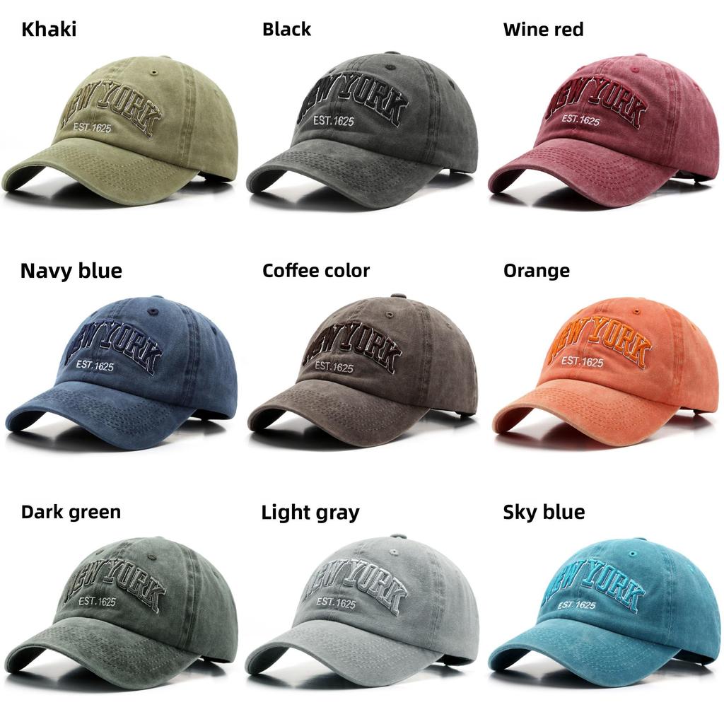 Letter Embroidered Washable Vintage Cotton Baseball Cap For Men Women Summer Casual