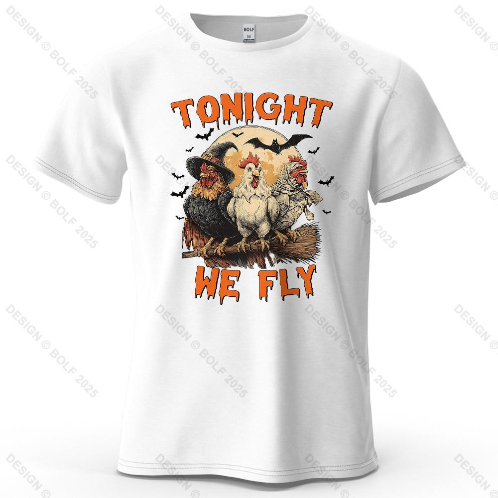 Witch Chicken Magic Printed Tshirt Cotton Loose Version Halloween Costume Printed Tshirt Womens Top Streetwear