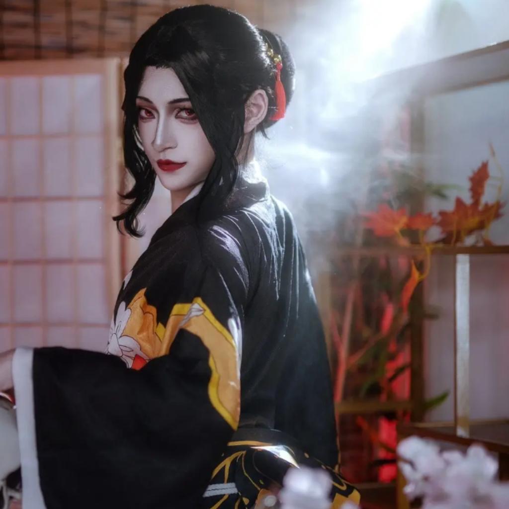 Ensemble complet de cosplay Kimono féminin Muzan Kibutsuji de Demon Slayer, Tenue de jeu de rôle Anime Style Ancien