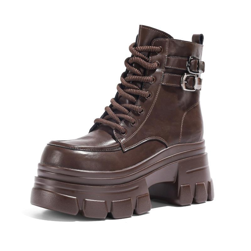 Autumn and winter new Martin boots cm muffin thick bottom inner height increase small temperament short boots women