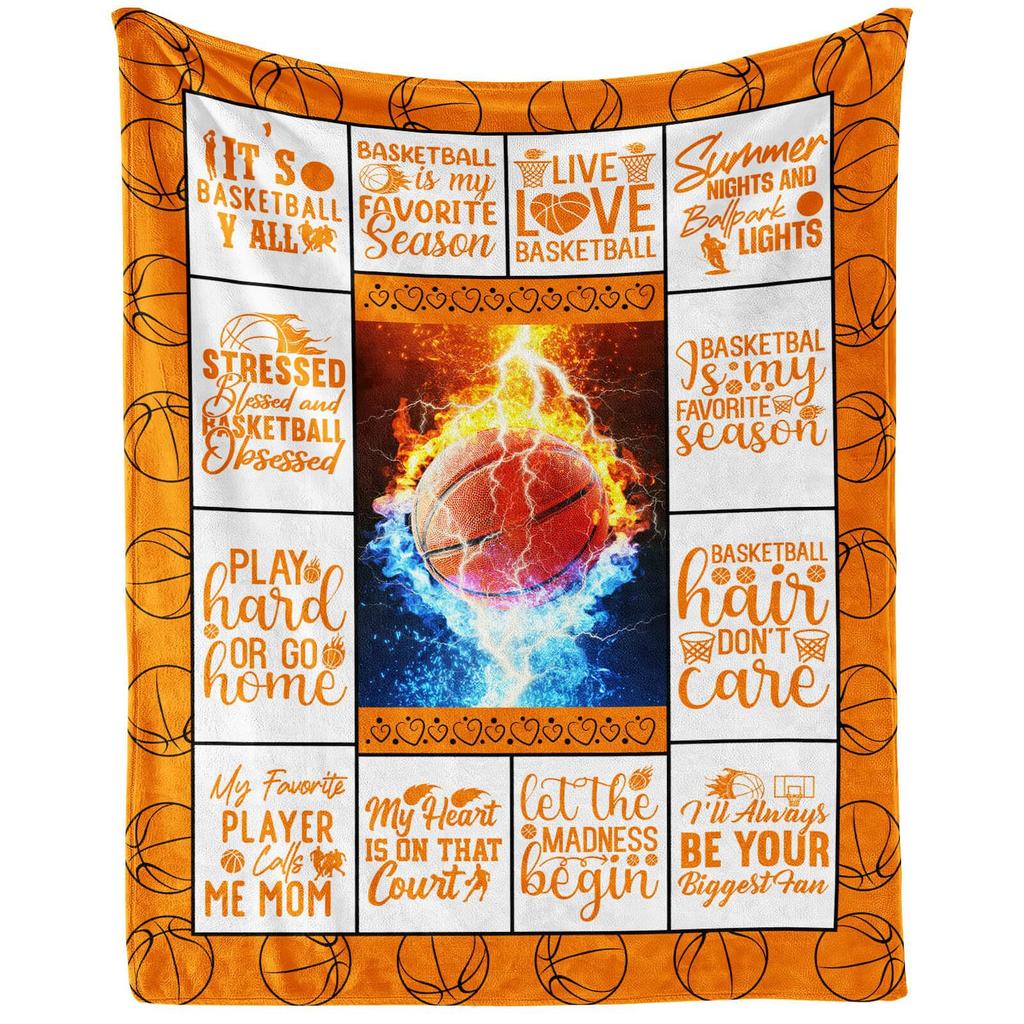 Basketball-themed graffiti Printed Blanket for Sofa Bed Travel Camping Living Room Office Conditioning Blanket