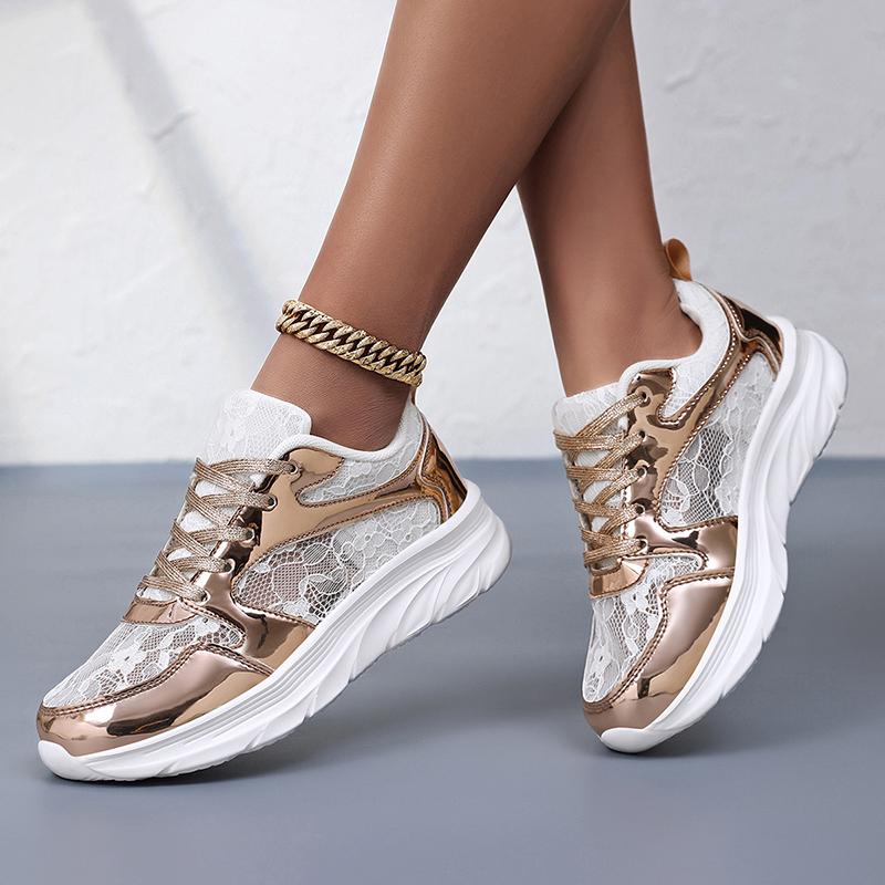TUINANLE Women's Fashion Shoes: Shimmering Silver Styles, Dazzling Sneakers, and Trendy Casual Lace-up Sneakers