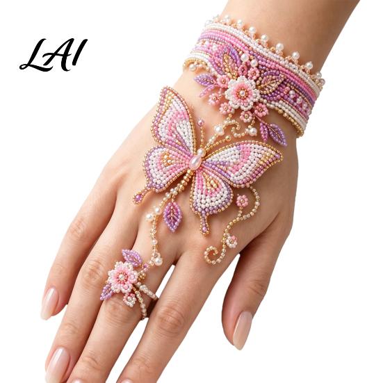 Handmade Beaded Cuff Set DIY Bracelet Kit Bead Weaving Jewelry Kit with Pattern Guide Adjustable Unique Personalized Accessory Hand Chain Craft for