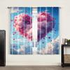2pc,  Curtain Romantic Heart-shaped Clouds Blackout  Polyester Summer Party Decorations Applies To Holiday Decorations