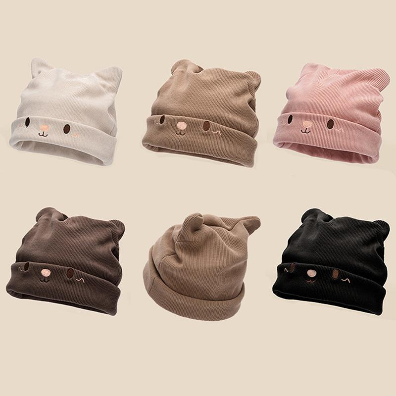Cute Cat Embroidered Knitted Hat Outdoor Warm Ear Protection Cat Ears Wool Cap Over Head Cold Cap Street Beanies Cap Penny Cap