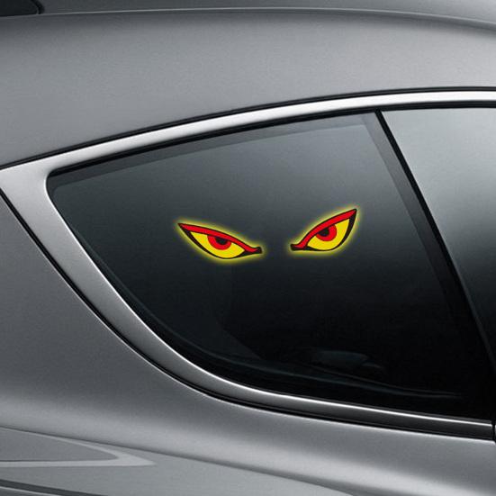 3Pcs Solar LED Car Decorative Light with Dynamic Eye Design USB-C Rechargeable Smart Sensor Car Light Vibration-Activated Suction Cup Mount Car