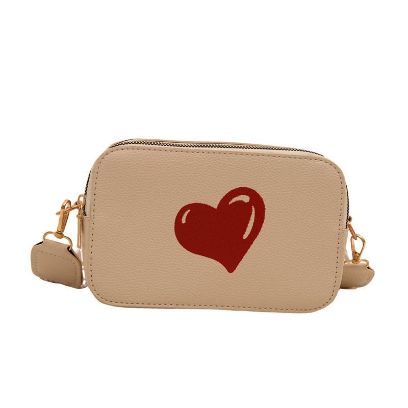 Chic Heart Print Small Square Bag For Women In Stylish Urban Minimalist Design