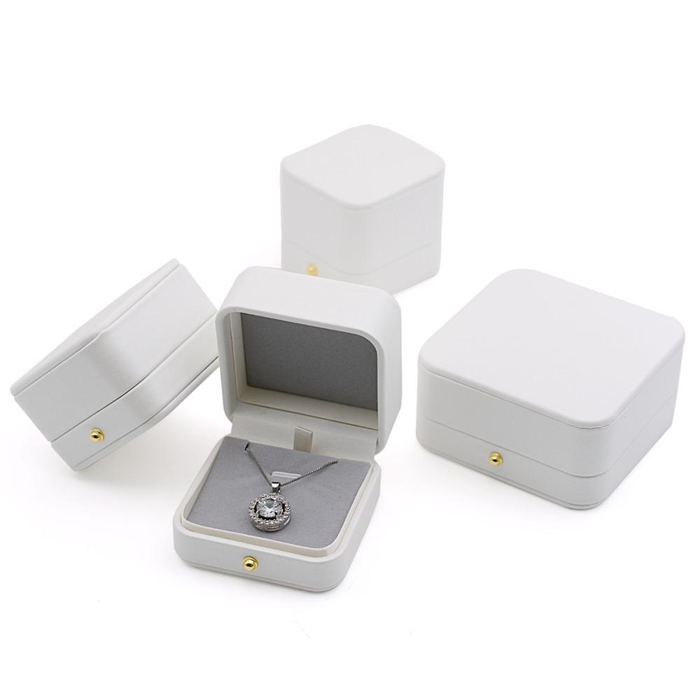 Boîte Cadeau à Bijoux Doublure Flanelle Cuir PU Boîte de Collection de Colliers Saint-Valentin