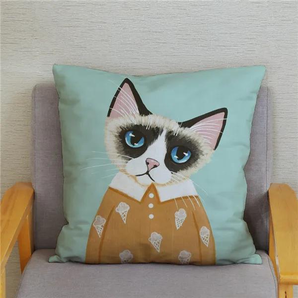 Cartoon Cycling Cat Print Cushion Cover Super Soft Pillowcase 45x45  Home Decor