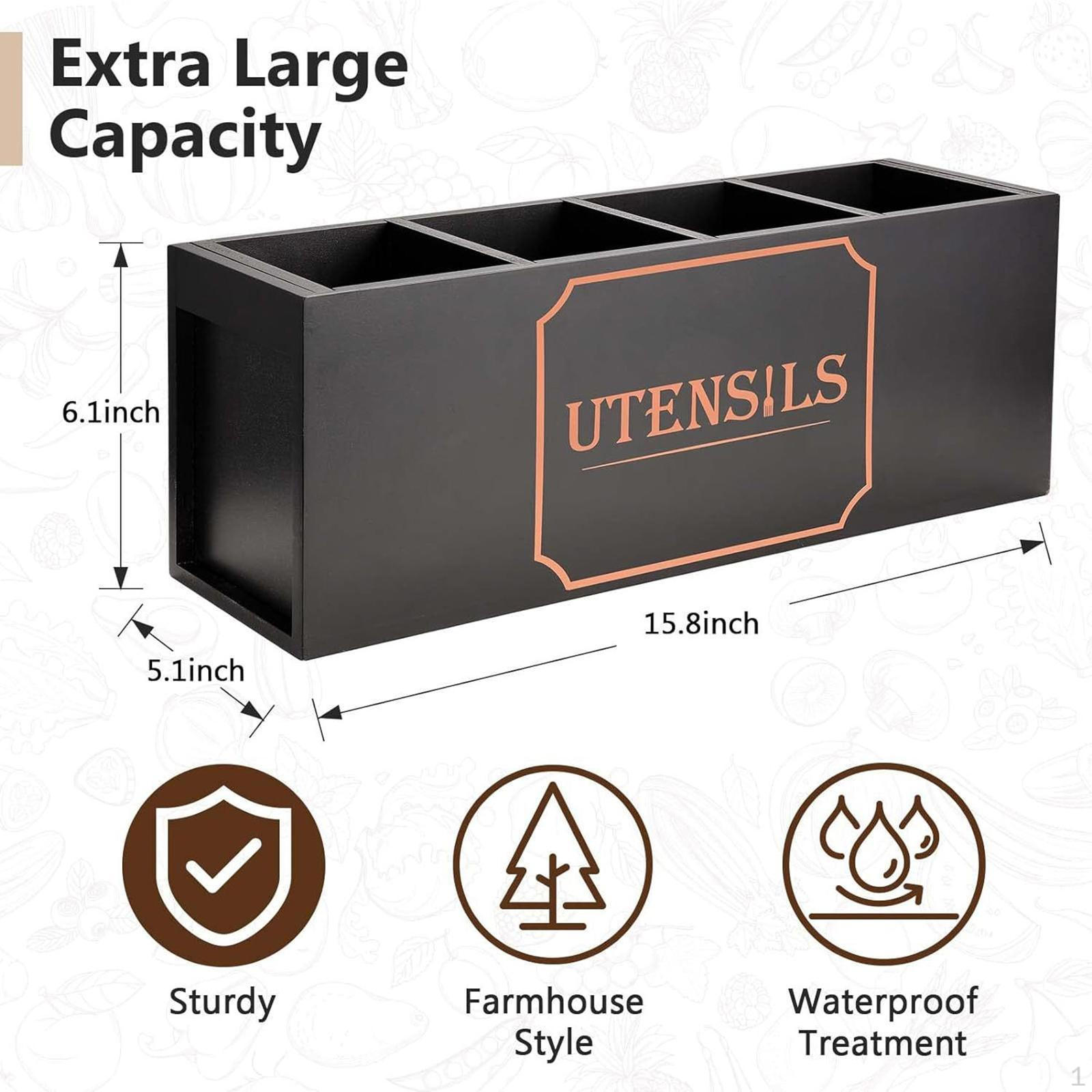 

Деревянный держатель для столовых приборов, ящик для хранения, вилка, ложка, нож, органайзер, компактная кухонная утварь чёрный