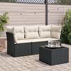 Vidaxl 4-Cz. Set da Salotto per Giardino, Cuscini, Rattan Nero PE