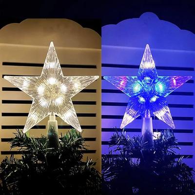 Świecący czubek na choinkę Choinka Przezroczysta gwiazda ze światłem LED Dekoracje choinkowe do domu Ozdoby świąteczne Rekwizyty Navidad