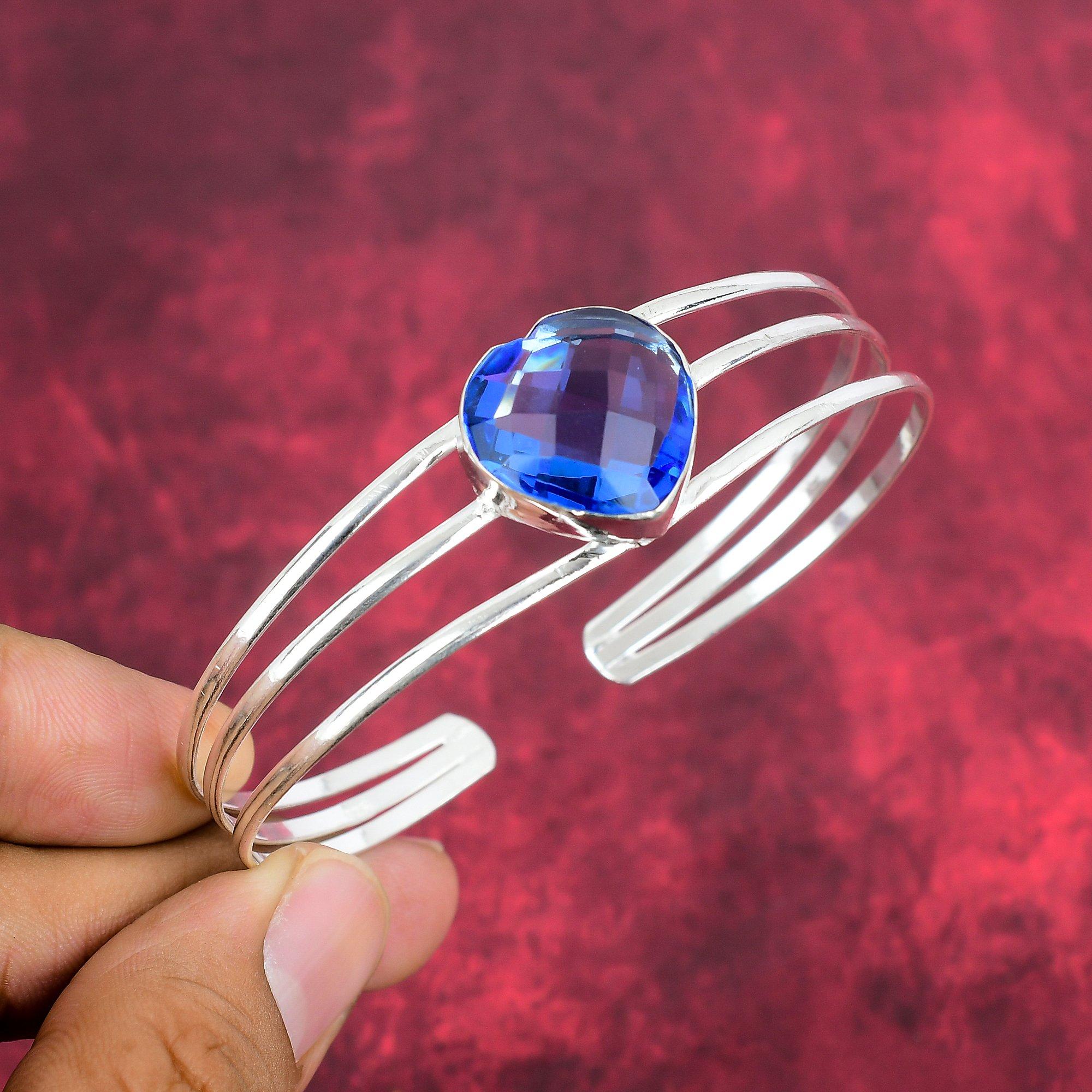 

Ювелирные изделия из танзанита 925 пробы, великолепные браслеты ручной работы, новейшие дизайнерские ювелирные изделия из драгоценных камней для женщин Adjustable синий