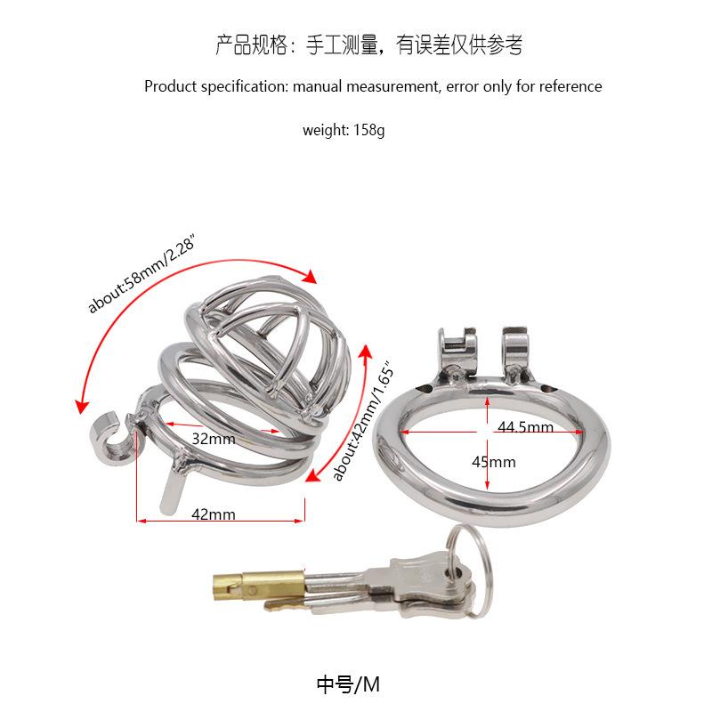 Genuine Goods 304 Stainless Steel Chastity Lock with Penis Cage Chastity Cleaner Men's Peering Sexy Toys Adult