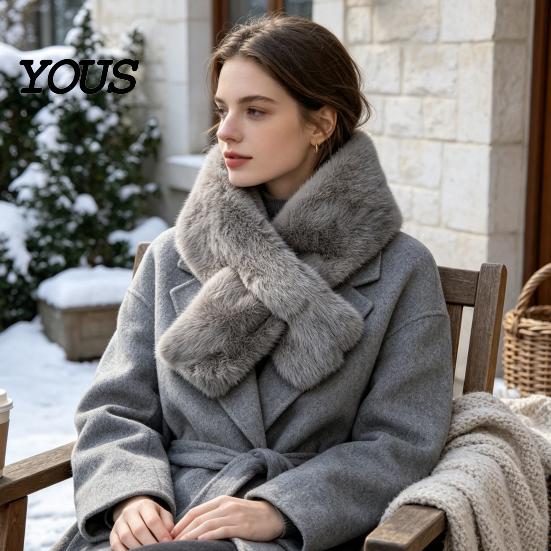 Cozy Neck Wrap for Travel Women Imitation Mink Fur Scarf, Thickened Soft Plush Durable Anti Shedding Scarf Warmer, Cold Weather Elegant Shawl