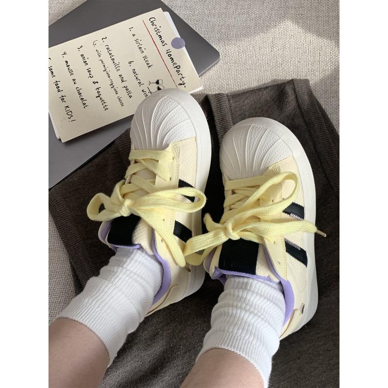 Retro shell head little white shoes women's 2 new versatile lace-up casual sports board shoes