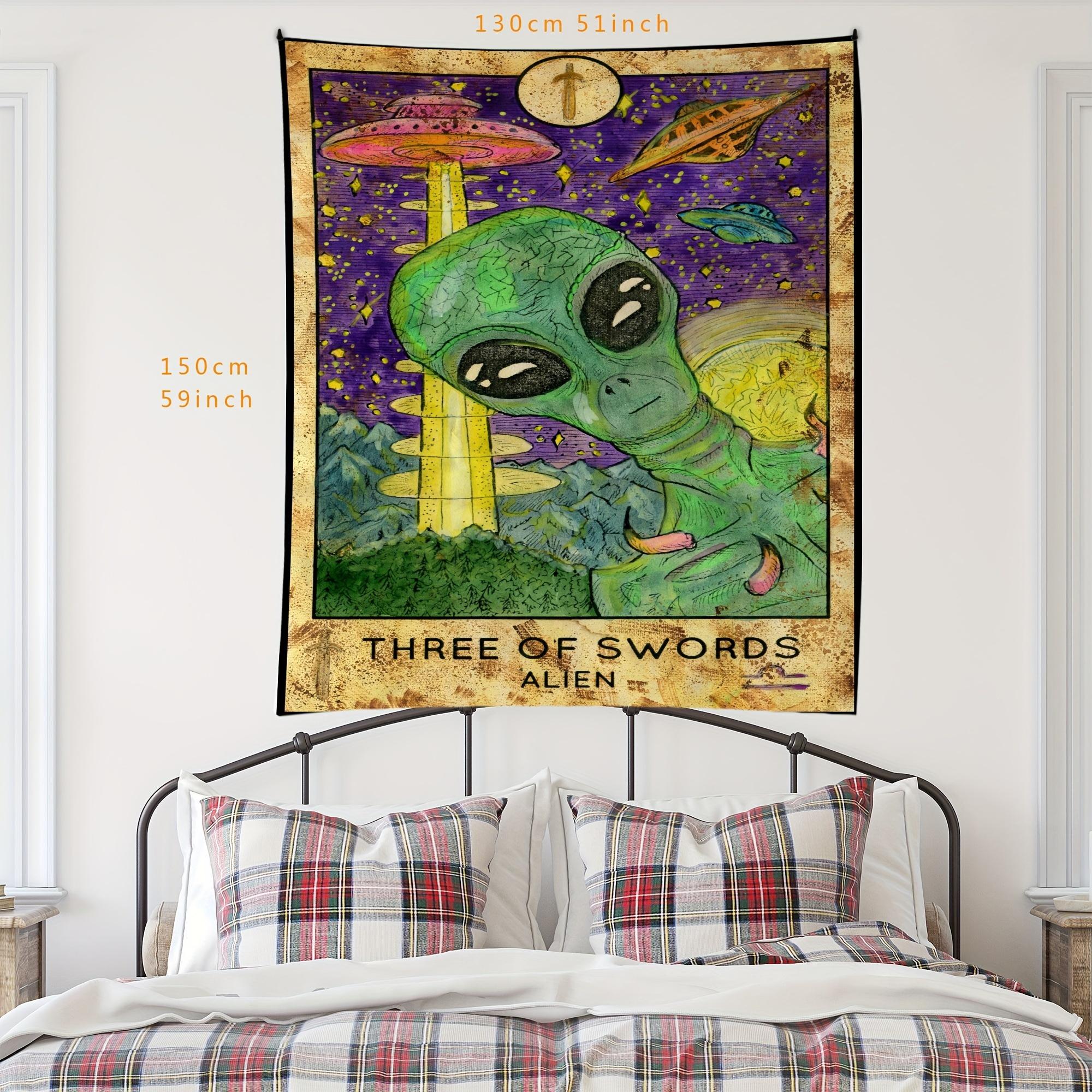 

VIKAMA Fantasy Tapestry Green Alien Moon and Starry Sky Pattern Personalized Tapestry for the entrance study 74x94cm(29x37in)