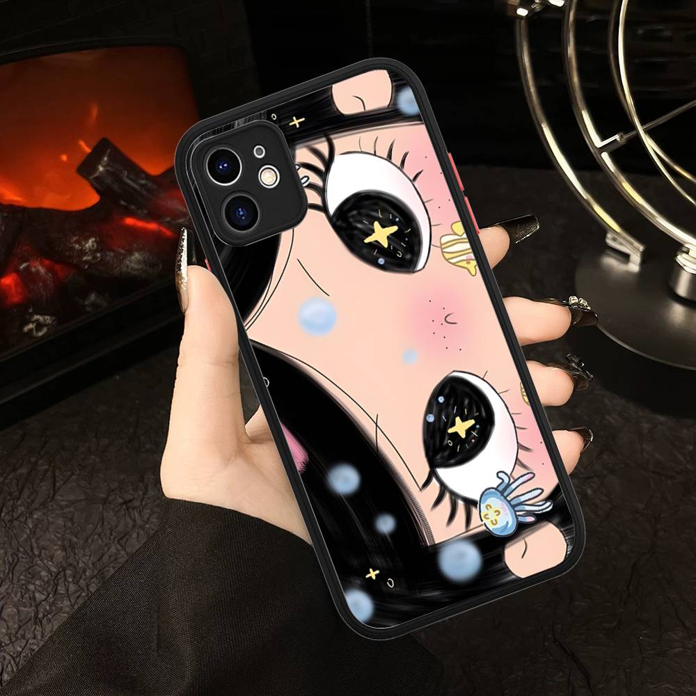 Coque de téléphone pour fille de bande dessinée Pour iPhone 16 15 14 11 12 13 Pro Max Plus 12 XS Max Coque arrière Coque mate
