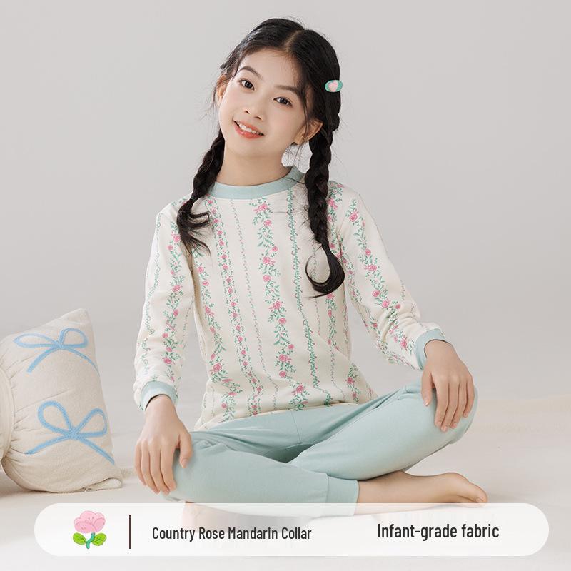 Warme Baumwollpyjamas für Kinder: Mid-Neck Shirts & Hosen für Jungen & Mädchen