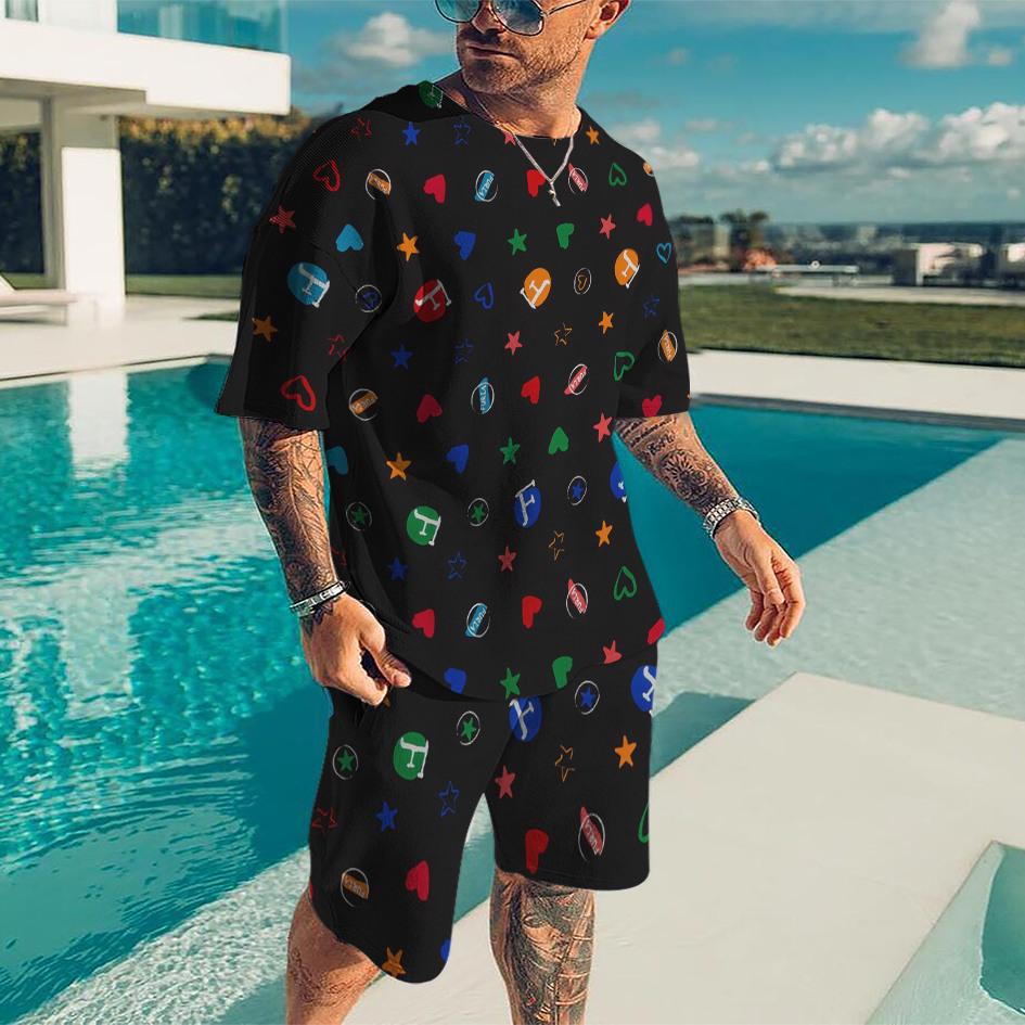 Sommer Herren T-Shirt Shorts Jogginganzug Persönlichkeit 3D Gedruckt Übergroß Herren Kleidung Outfits O-Ausschnitt Lässig Trainingsanzug 2-teiliges Set