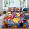 American Fast Food Duvet Cover Set Full Size Pizza Hotdog Comforter Cover Hamburger Print Bedding Set French Fries Quilt Cover