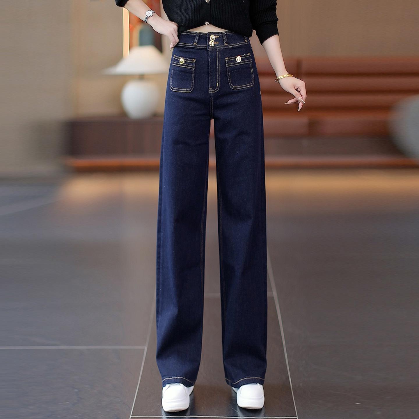 

Chic Wide-Leg High-Waisted Jeans for Women - 2025 Spring/Autumn Collection 3XL /31 [recommended for 135-145 jin] джинсовый синий