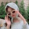 Kopftuch Damen Baotou Mode Kleines Frisches Seidentuch Damen Koreanische Ausgabe Frühling und Herbst Dekoration Dreieckstuch Hui Hijab Spitzband