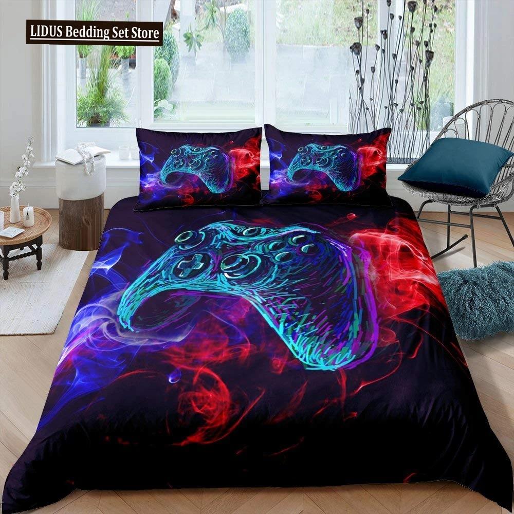 

Gaming Duvet Cover Set King Size Gamer Comforter Cover Set Video Game Boys Teens Kids Gamepad Game Controller 3pcs Bedding Set EU Single(135*200cm)3pcs