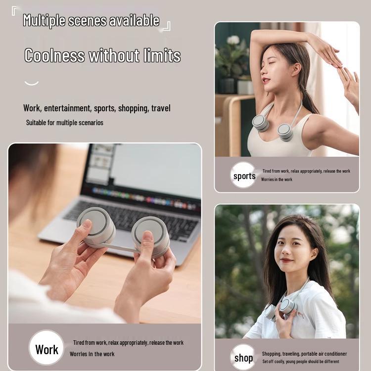 Portable Silent Rechargeable Leafless Neck Fan