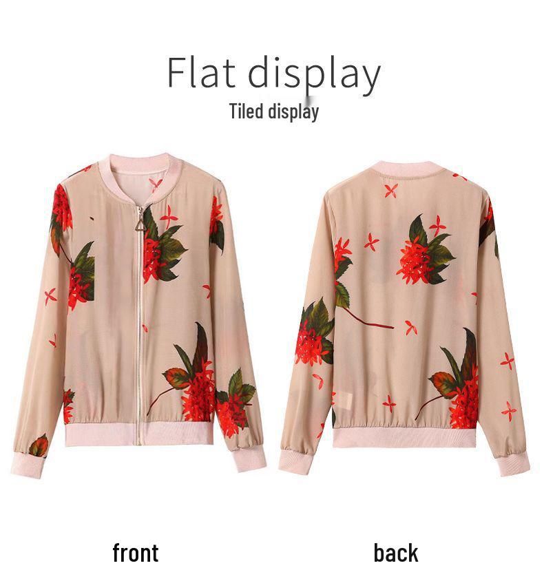 Autumn 2025 Round Neck Printed Jacket for Middle-Aged and Elderly Women - Fashionable, Stylish, Versatile Age-Reducing Outerwear