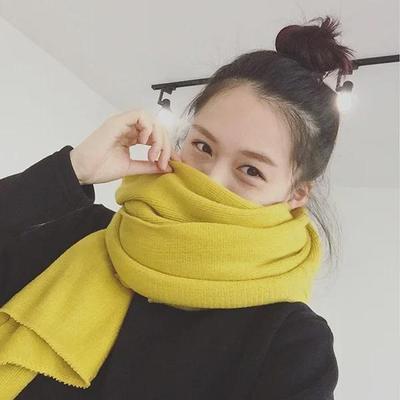 Sciarpa Lavorata a Maglia Spessa Monocolore Stile Coreano per Autunno e Inverno