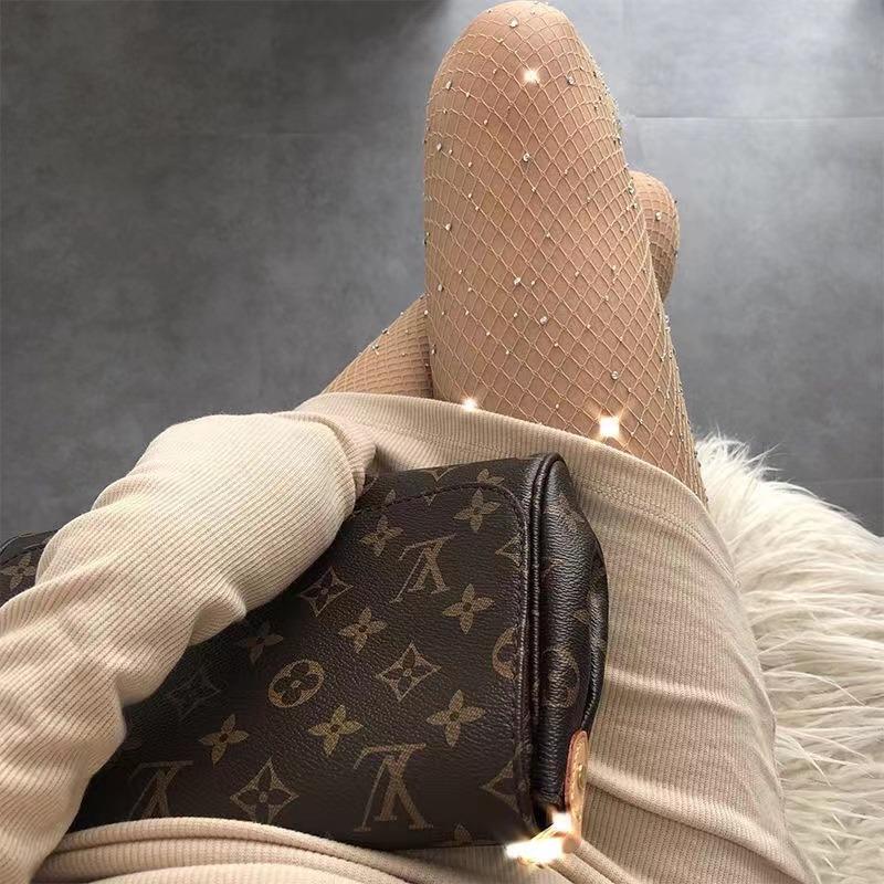 Women Sexy Diamond Tights Rhinestone Fishnet Bling Mesh Hosiery Shiny Fish Net High Waist Pantyhose Party Club Lady Black Tights