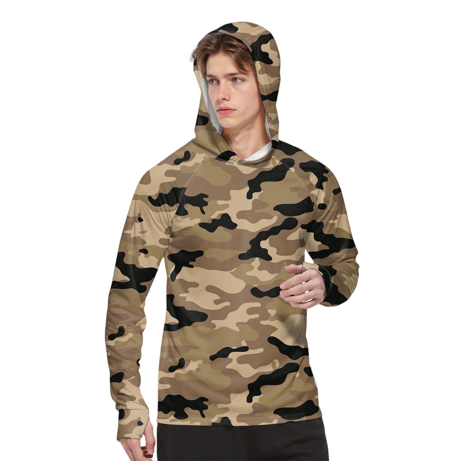 

Мужская модная рубашка с длинным рукавом с принтом и капюшоном SPF/UV XL