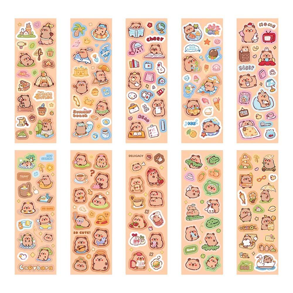 10Sheets Scrapbooking Capybara Stickers Capybara Kids Toys Sticker  Notebook