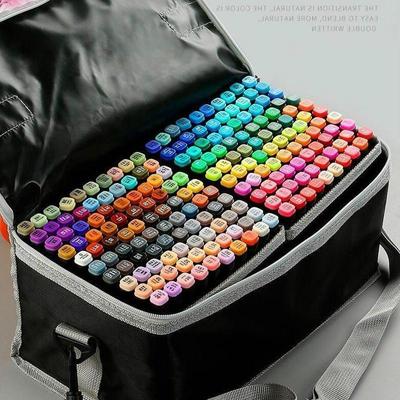 Homedo 12/30/48/60/80 Farben Kunstmarker Twin Marker Pen Breite feine Spitze Schwarz zum Zeichnen und Ausmalen mit schwarzer Tasche
