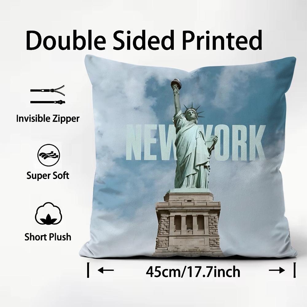 New York City Fashion Cushion Cover Plush Fabric Soft DoubleSided Printed Sofa Warm Winter Home Child Gift Pillow Case
