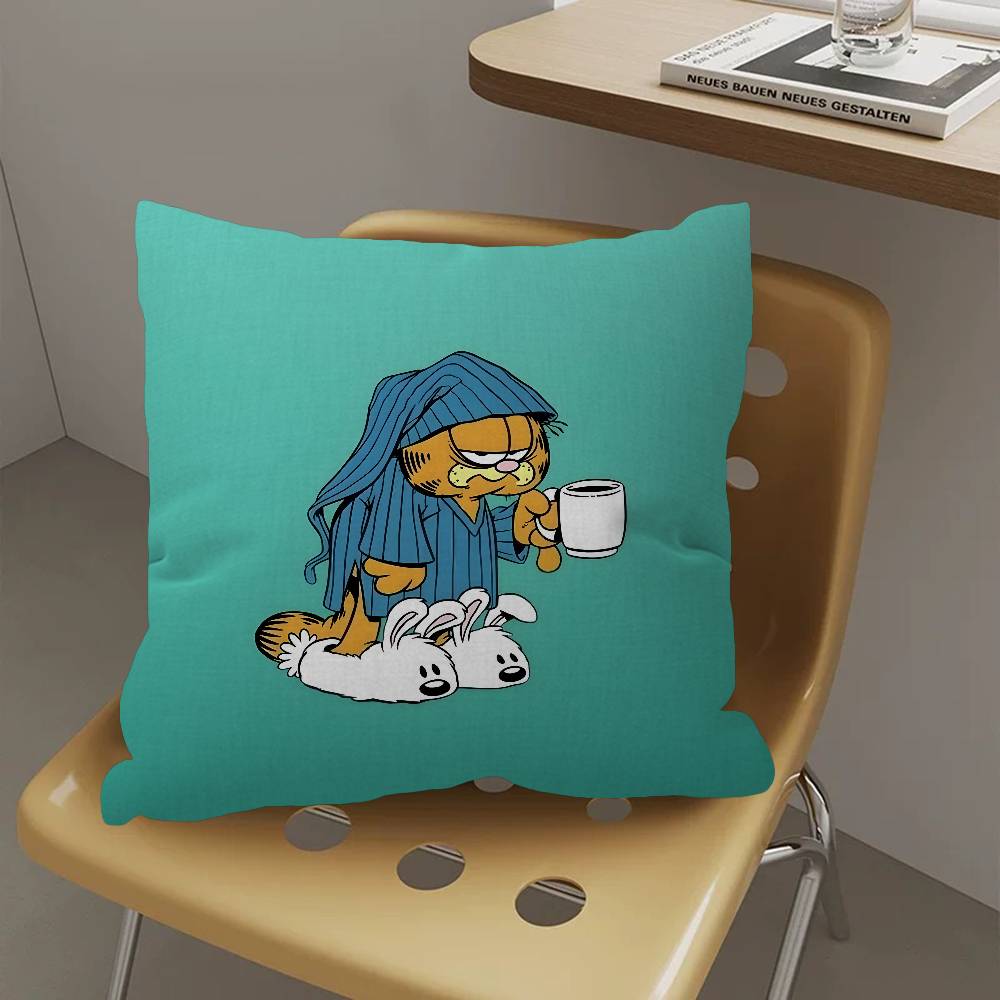 Cartoon Garfield Cute Cat Cushion Cover Car Throw Pillow Case For Sofa Car Christmas Gift 40X40Cm 45X45Cm