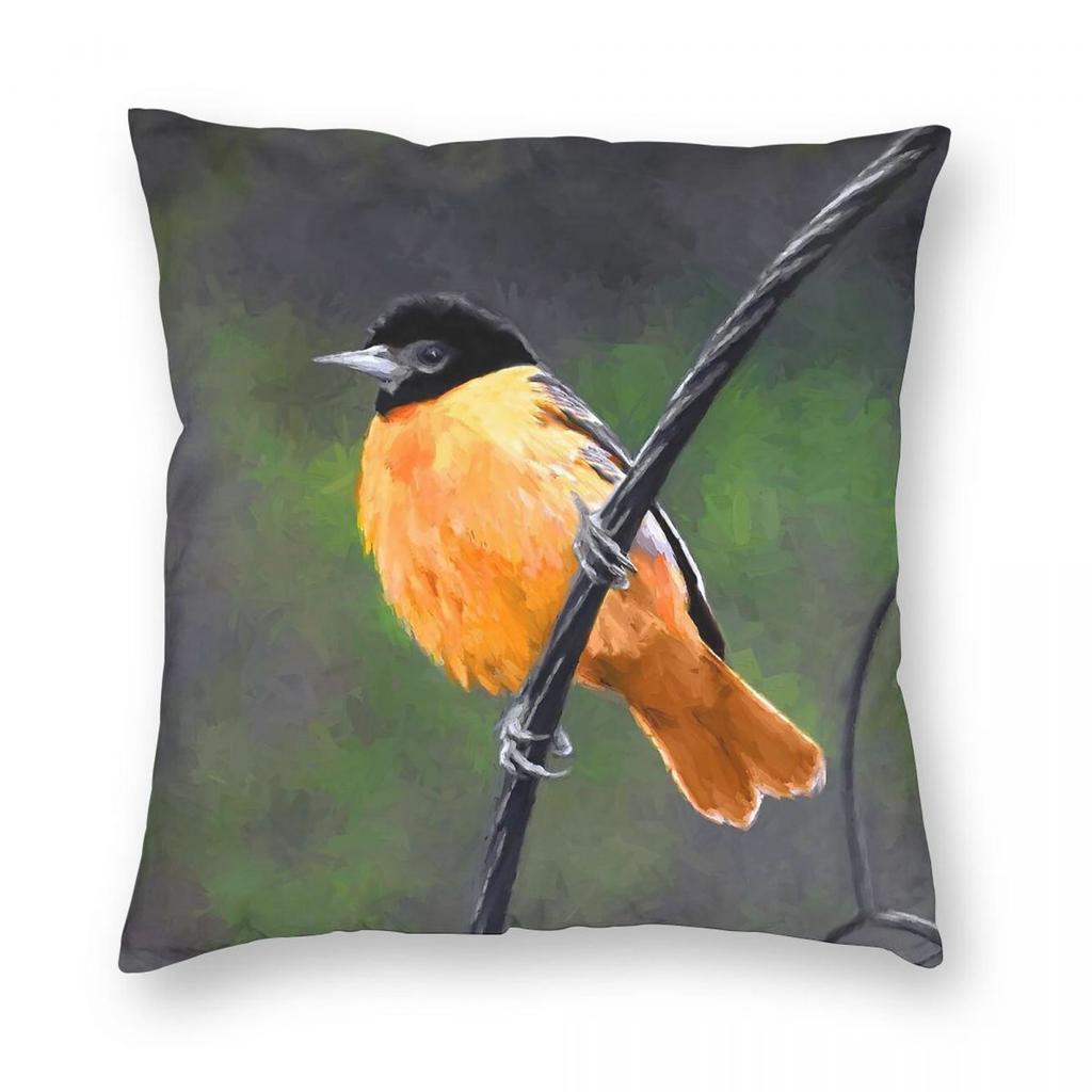 Northern Baltimore Oriole Pillowcase Polyester Linen Velvet Creative Zip Decor Home Cushion Cover