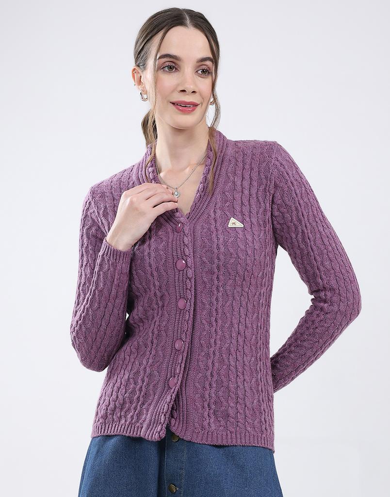 MONTE CARLO Women's V Neck Full Sleeve Cardigan